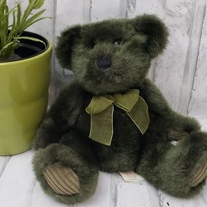 Vintage First and Main Avocado Plush Green Teddy Bear, 8" Seated
